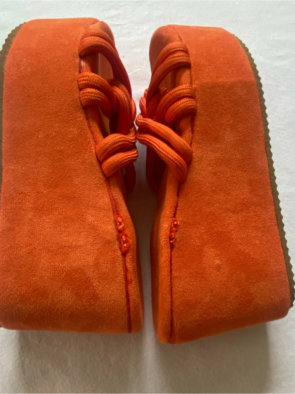Orange Platform Knot-Detail Women's Sandals